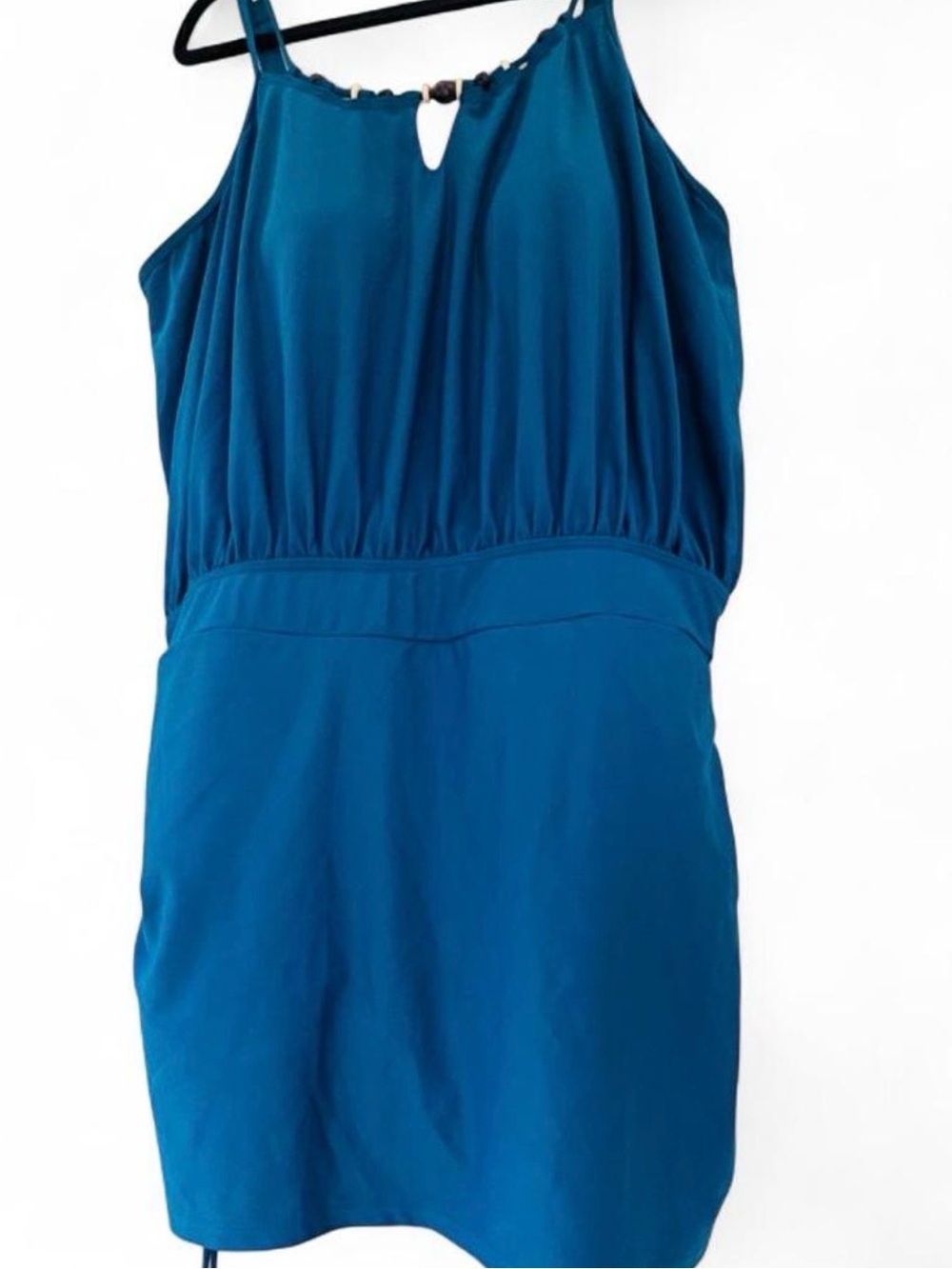 NWT BloomChic Size 26 Solid Teal Keyhole Swim Romper Pockets One Piece 4X - Picture 10 of 11